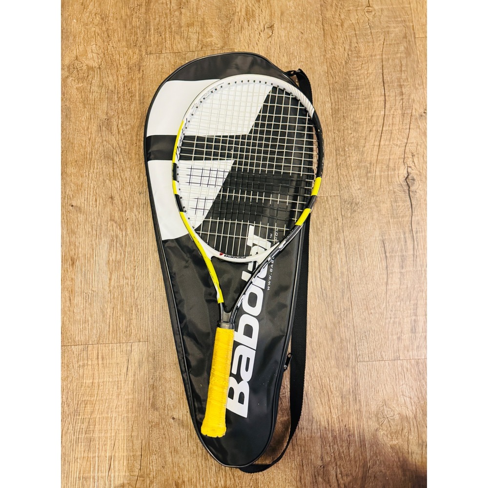 Babolat Nadal Junior Tennis Racquet Yellow Black White with Cover Kids Racquet